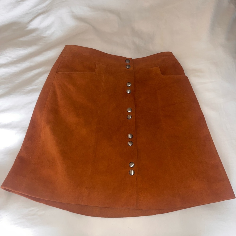 Intermix Button-Front Tan Skirt Size P